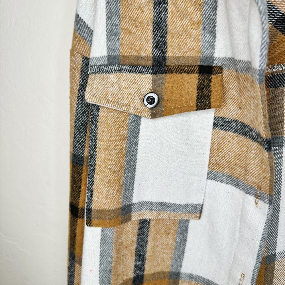 NWT Amazon Automet Plaid Flannel Button Down Fall Shirt Jacket Shacket Large - Picture 6 of 14